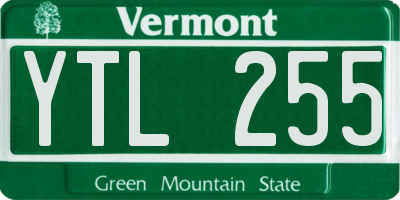 VT license plate YTL255