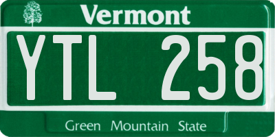 VT license plate YTL258