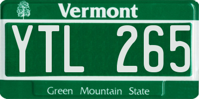VT license plate YTL265
