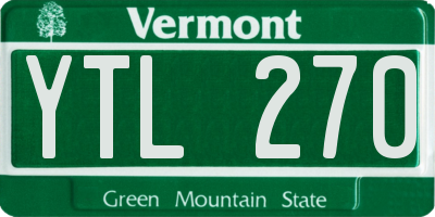 VT license plate YTL270