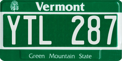 VT license plate YTL287