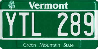 VT license plate YTL289
