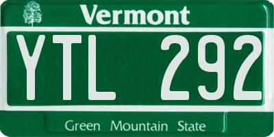 VT license plate YTL292