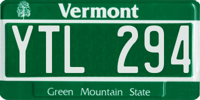 VT license plate YTL294