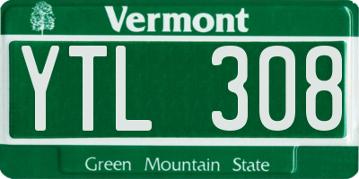 VT license plate YTL308