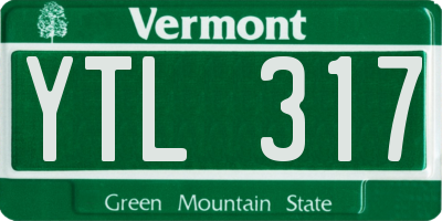 VT license plate YTL317