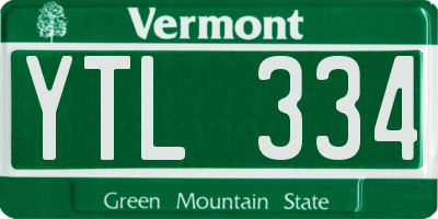 VT license plate YTL334