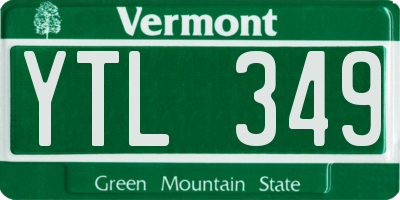 VT license plate YTL349