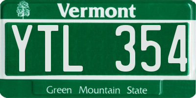 VT license plate YTL354