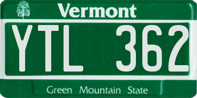 VT license plate YTL362
