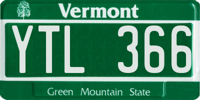 VT license plate YTL366
