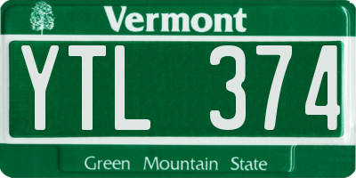 VT license plate YTL374