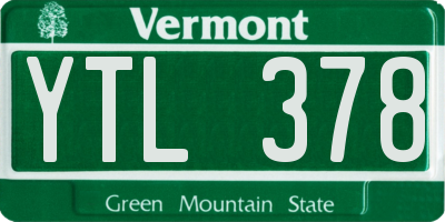 VT license plate YTL378