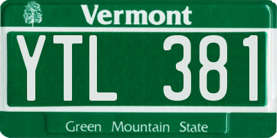 VT license plate YTL381