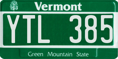 VT license plate YTL385