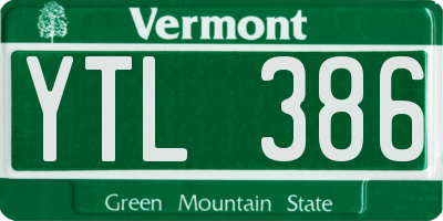VT license plate YTL386