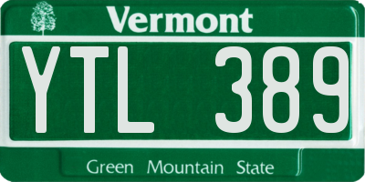 VT license plate YTL389