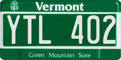 VT license plate YTL402