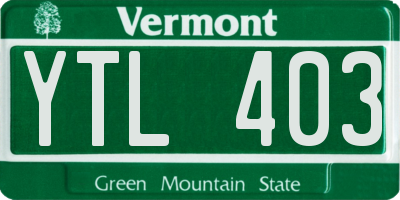 VT license plate YTL403