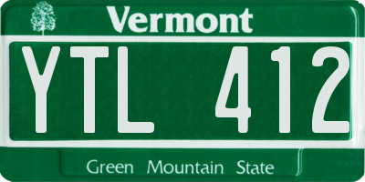 VT license plate YTL412