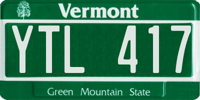 VT license plate YTL417