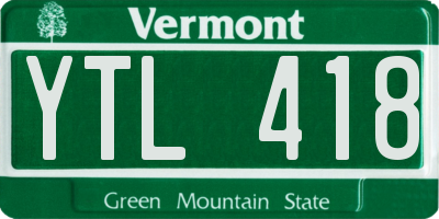 VT license plate YTL418
