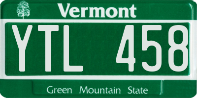 VT license plate YTL458