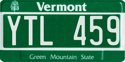 VT license plate YTL459
