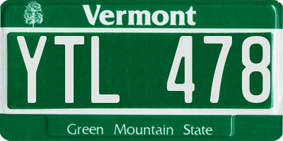 VT license plate YTL478
