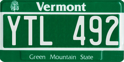 VT license plate YTL492