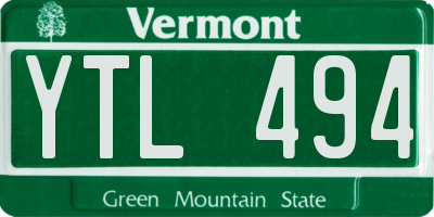 VT license plate YTL494