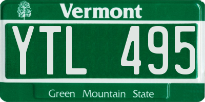 VT license plate YTL495