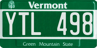 VT license plate YTL498
