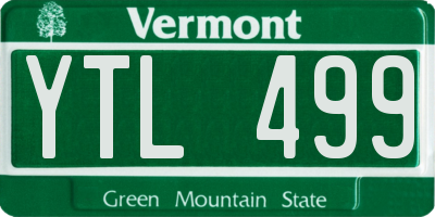 VT license plate YTL499