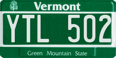VT license plate YTL502