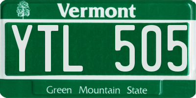 VT license plate YTL505