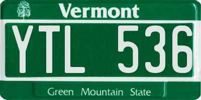VT license plate YTL536