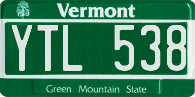 VT license plate YTL538