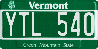 VT license plate YTL540
