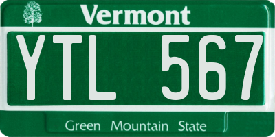 VT license plate YTL567