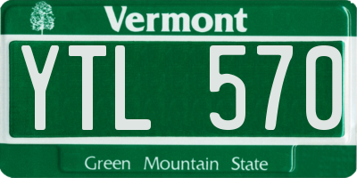 VT license plate YTL570