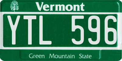 VT license plate YTL596