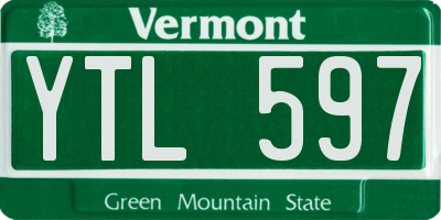 VT license plate YTL597