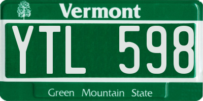 VT license plate YTL598