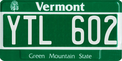 VT license plate YTL602