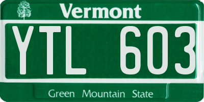 VT license plate YTL603