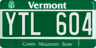 VT license plate YTL604