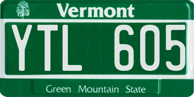 VT license plate YTL605