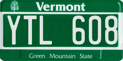 VT license plate YTL608