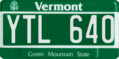 VT license plate YTL640